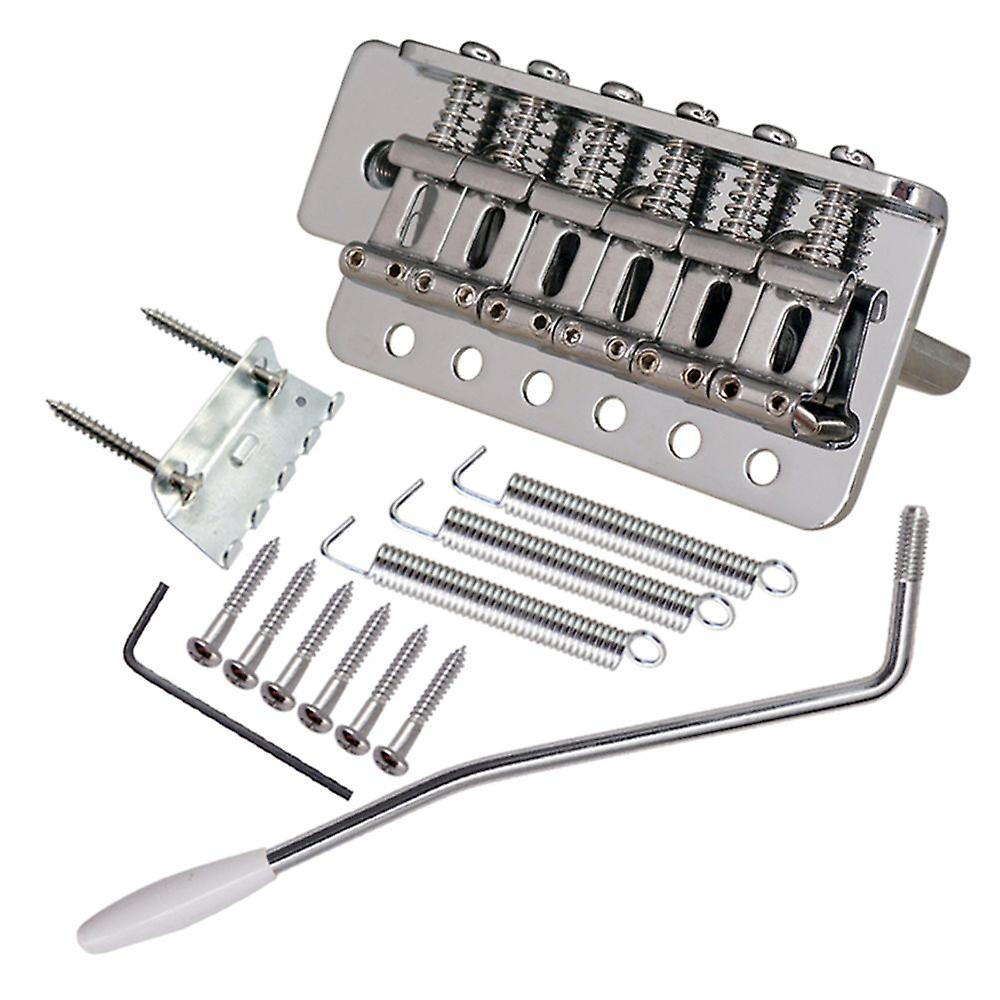 6 String Flat Saddle Tremolo Bridge System For Electric Guitar Fd St Silver