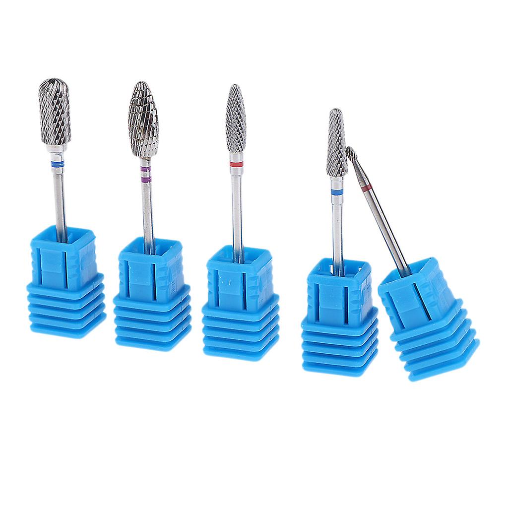 5x Nail Drill Bit Set Barrel Head Electric Drill Bits Coarse Grinding Tool