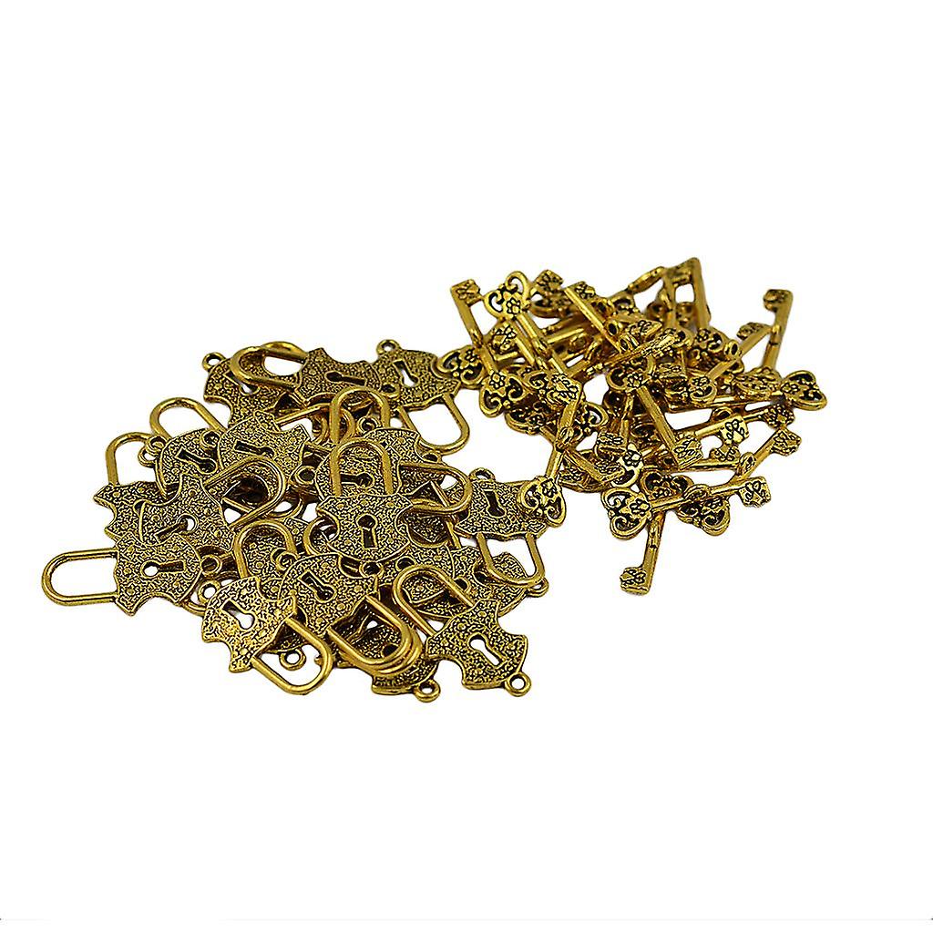 30Set of Filigree Key Lock Toggle Clasps Connector DIY Making Vintage Gold