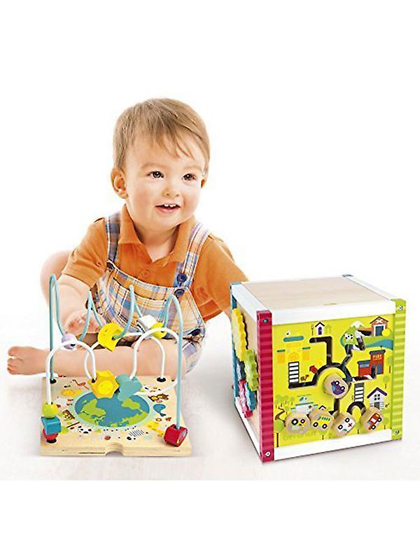 Leomark Wooden Bead Maze Activity Cube with Abacus