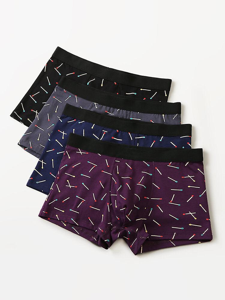 Men's Breathable Cotton Mid Waist Boxers - 4 Pack, Thin And Comfortable