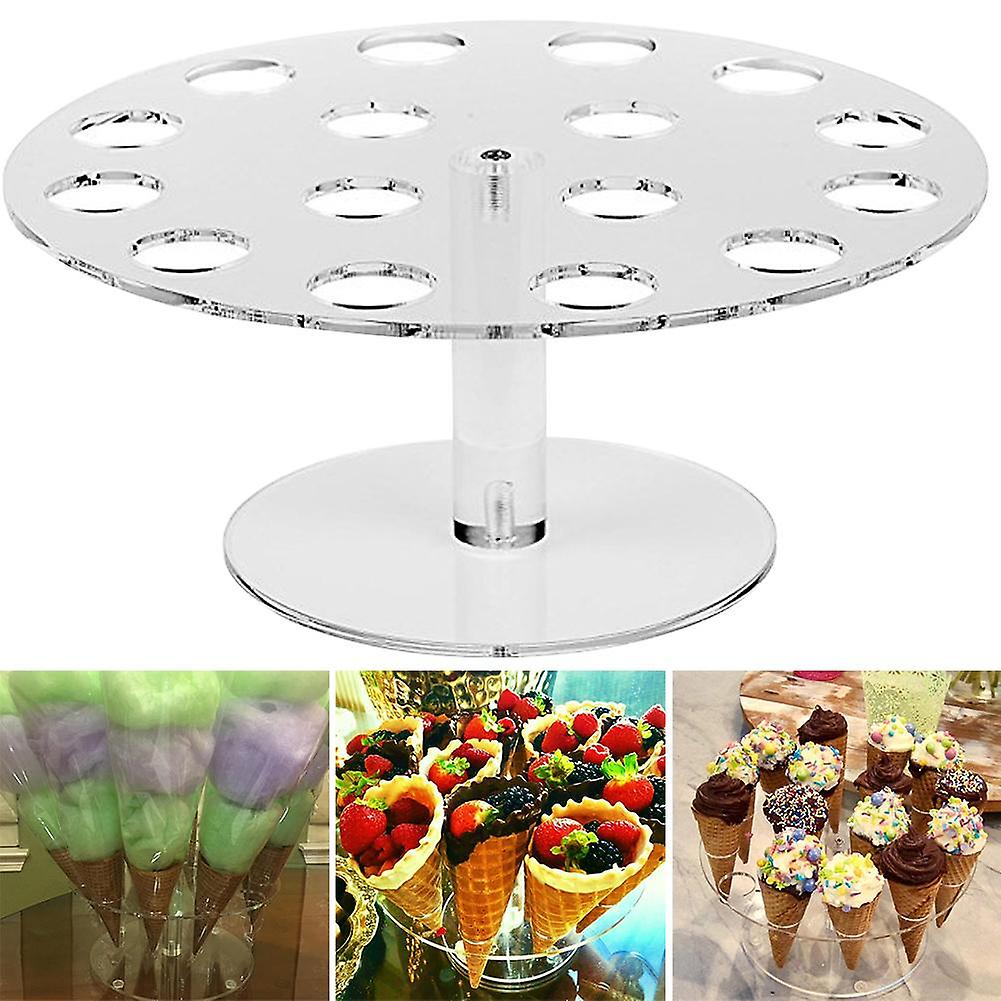 ZHOUBA 16-Hole Round Acrylic Ice Cream Cone Dessert Holder Display Stand Party Shelf