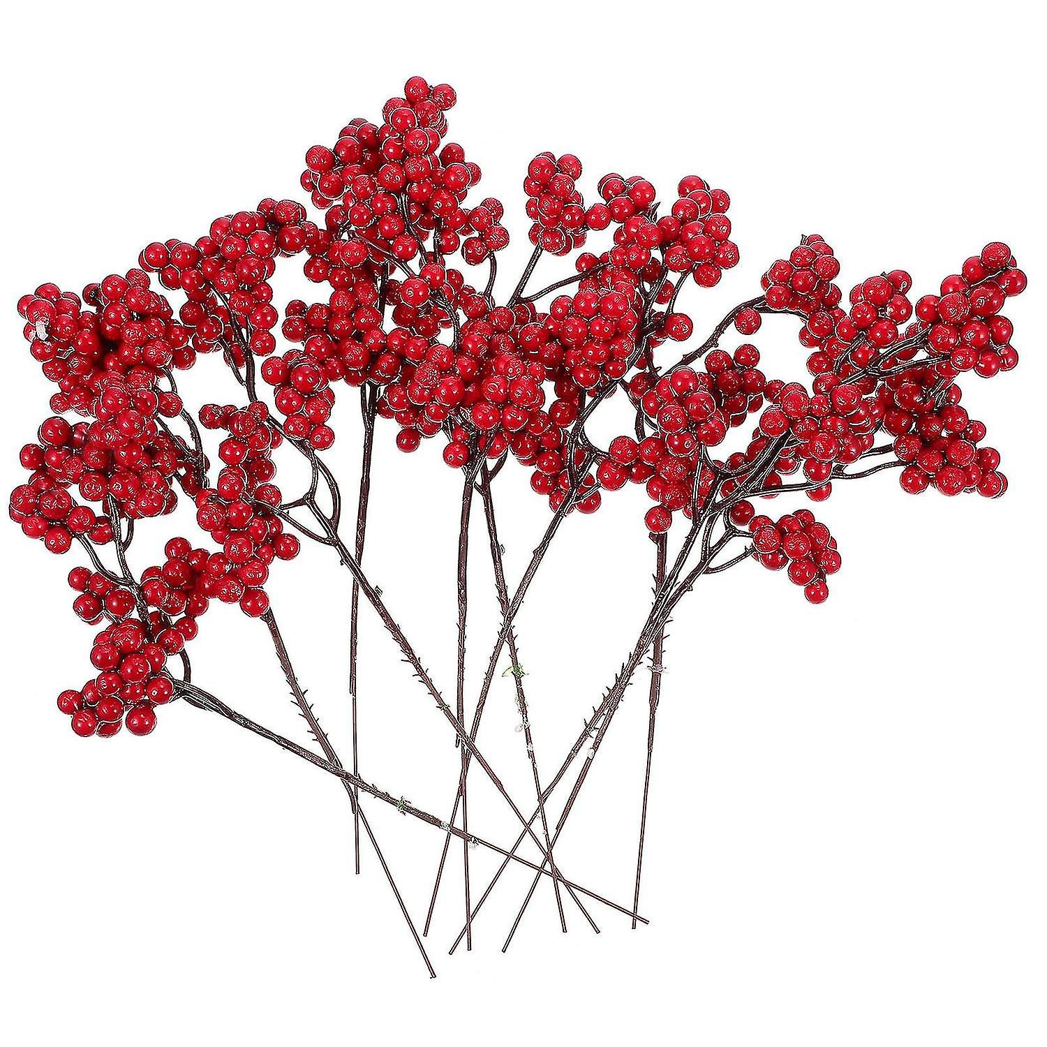 10pcs Xmas Simulation Berry Branch Decor Diy Floral Arranging Berry Branch Decor
