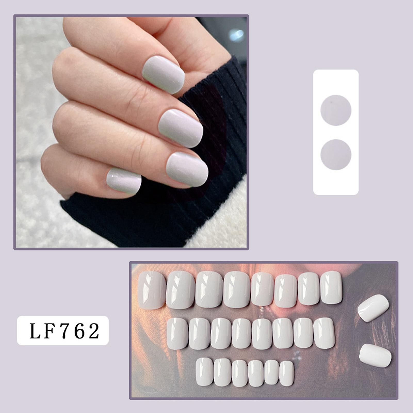French Grey Short False Nails Waterproof Scratch-resistant Fake Nails