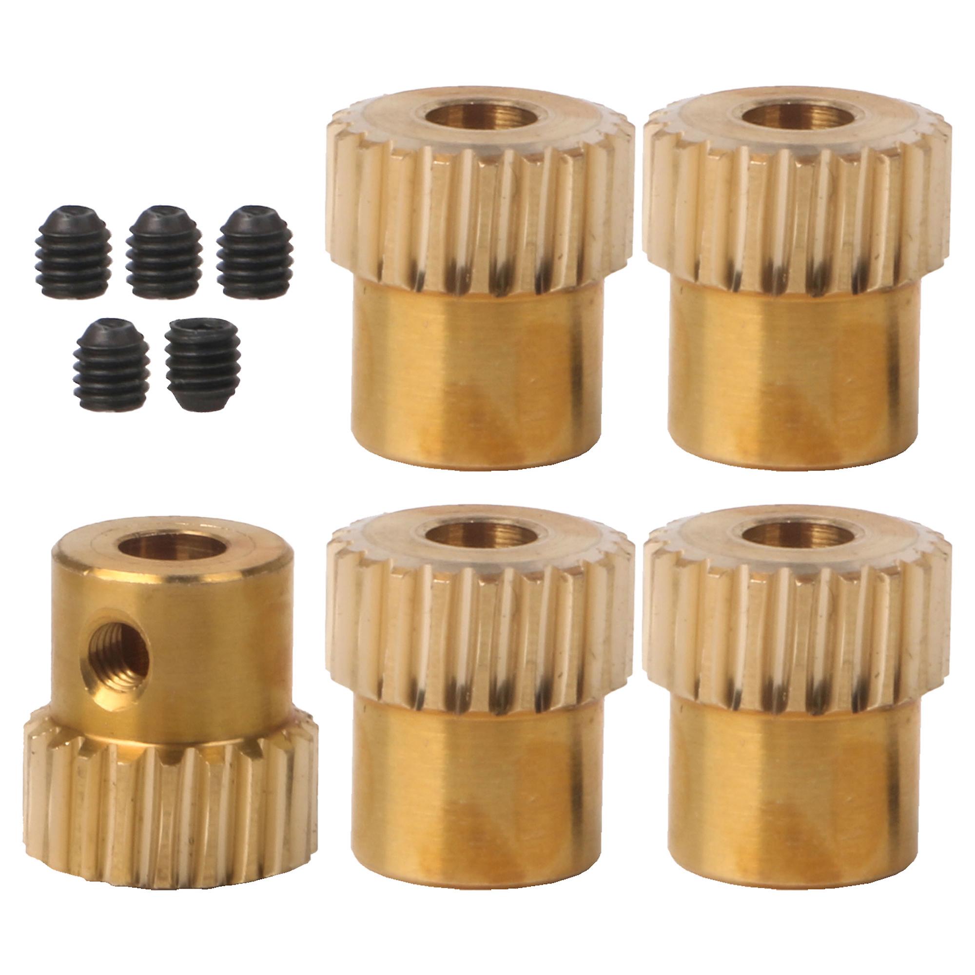 5x Brass Wheel 0.5 Modulus 20T 0.44inch Dia w/ 5x Screw for Gear Box