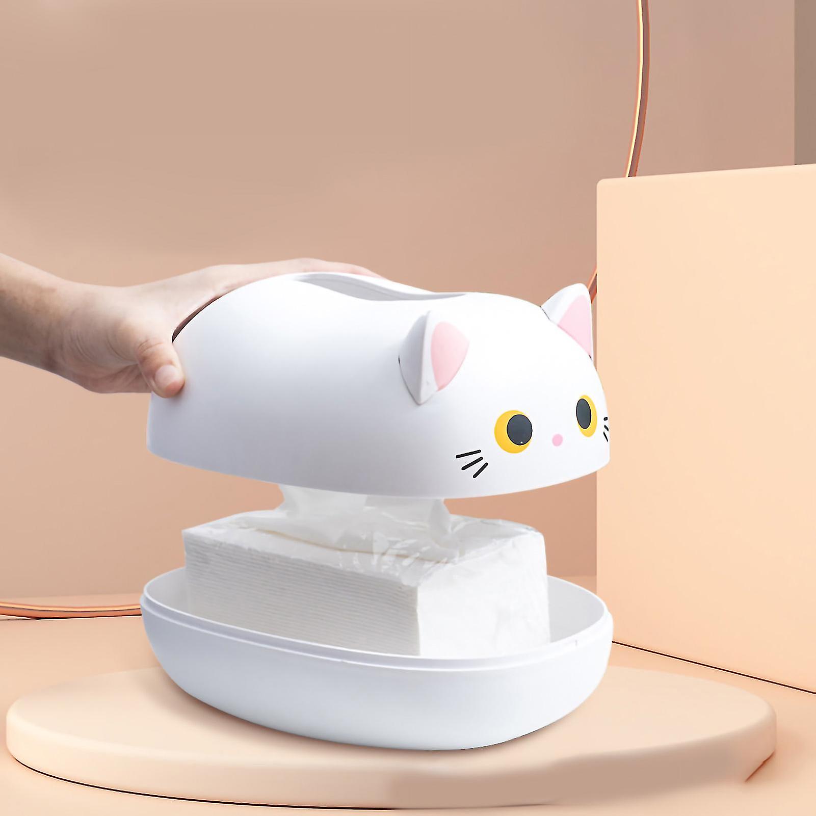 Plastic Tissue Storage Box Multifunction Napkin Dispenser White