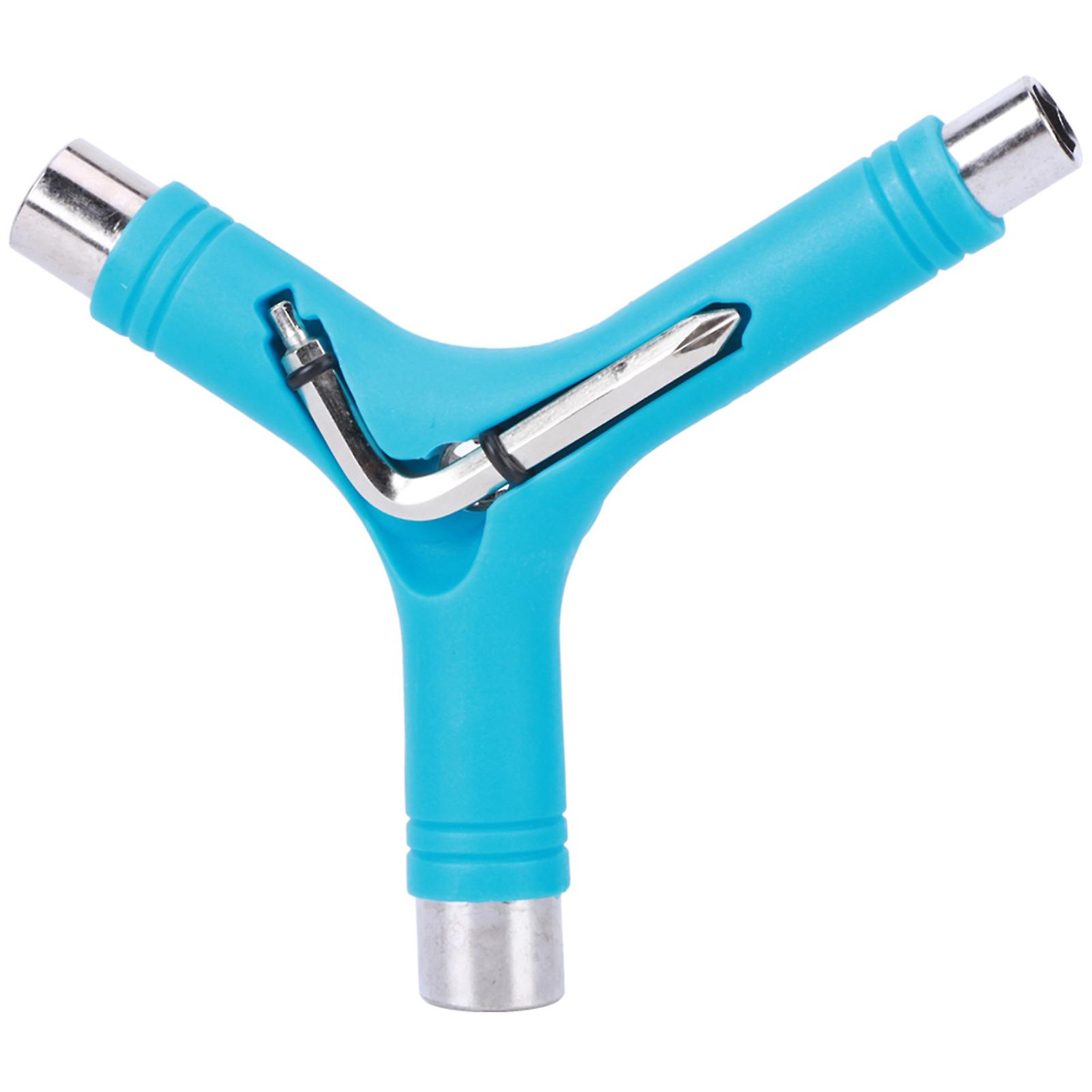 Y Type Multipurpose Five Functions Alloy Steel Skate Wrench Professional Skateboard ToolSkyblue