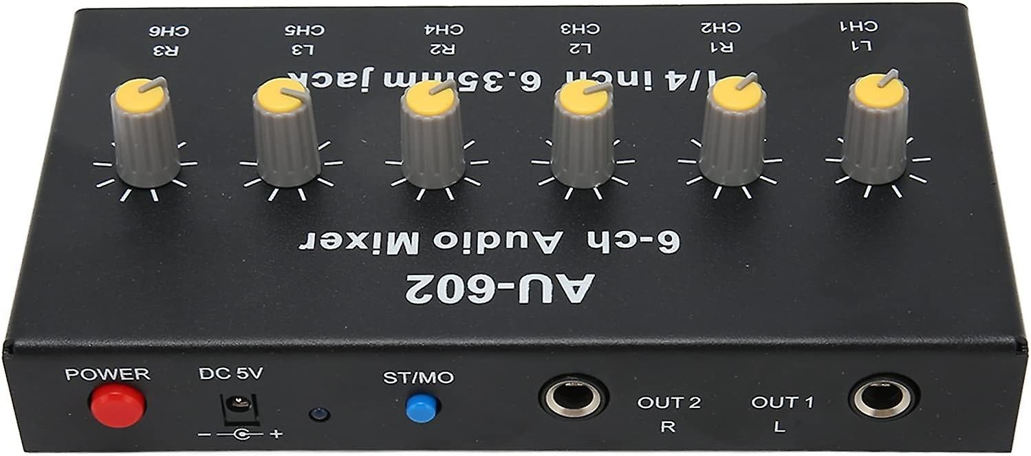 Mini Sound Mixer, 6 Mono Channel 3 Stereo Channel Mini DJ Audio Sound Mixer, Low Noise 6.5mm Input O