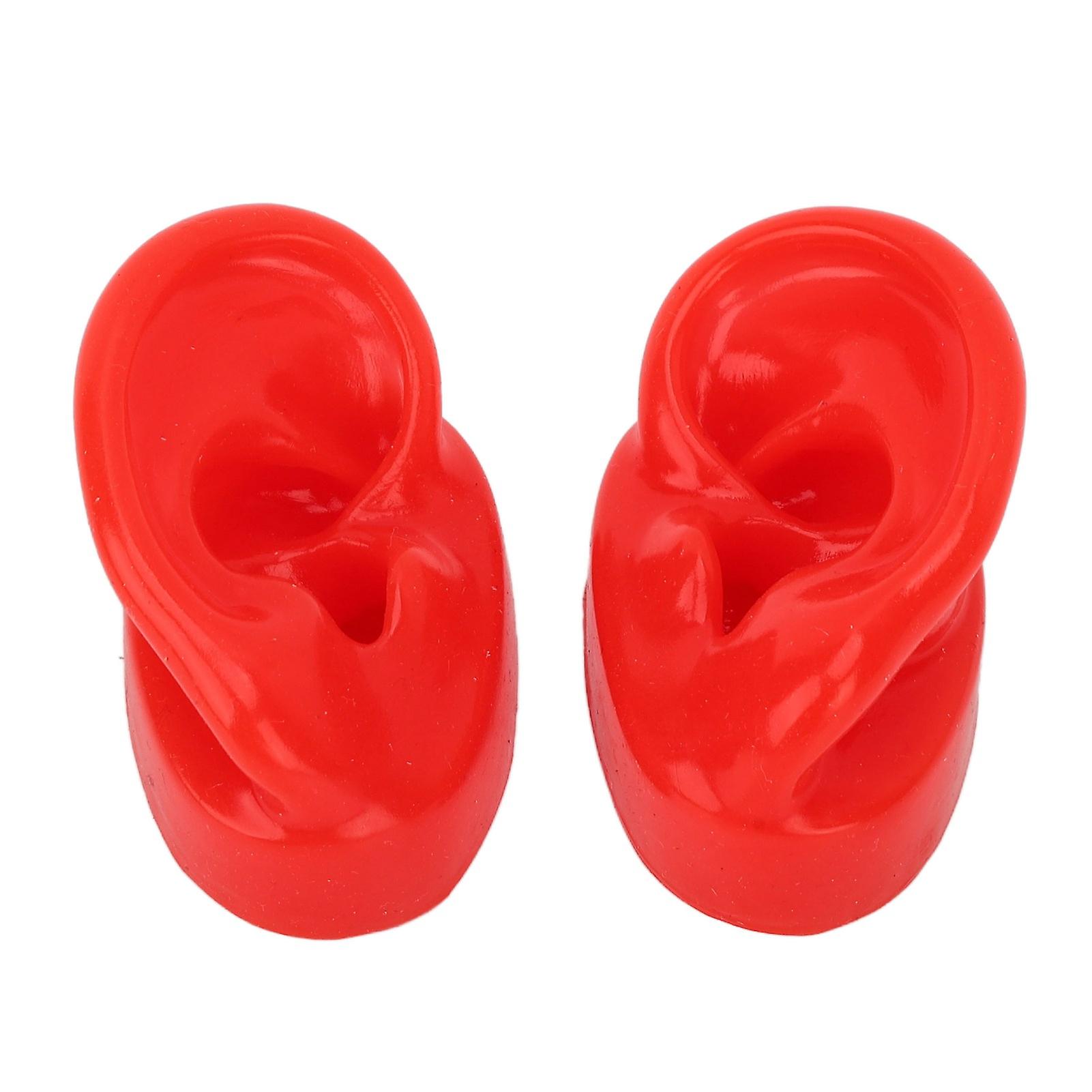 Simulated Pair Human Ear Model Display Soft Slick Water Resistance Model for Point Acupuncture Red
