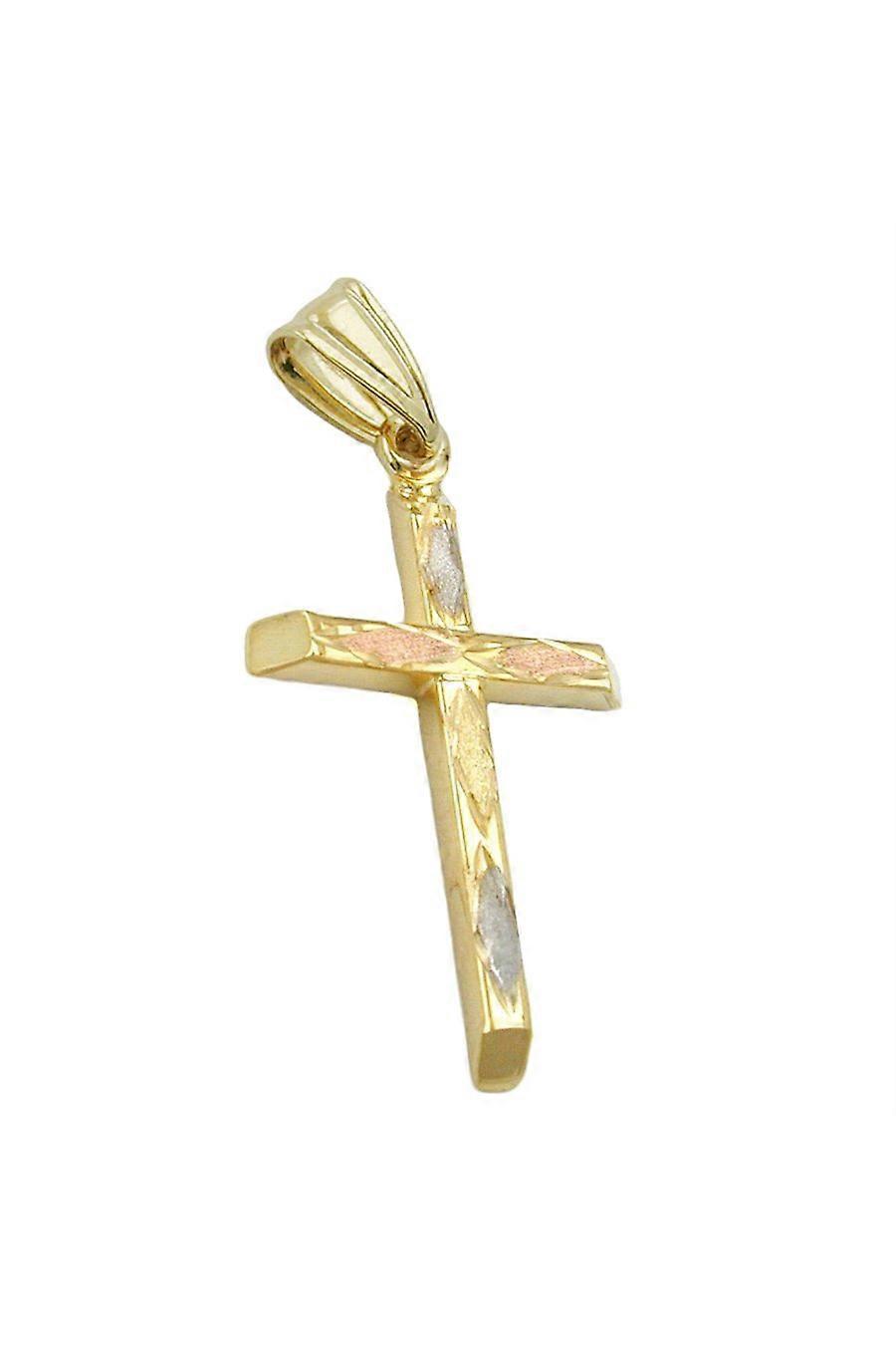 Pendant Cross Tri-colour 9k Gold - Gl431184