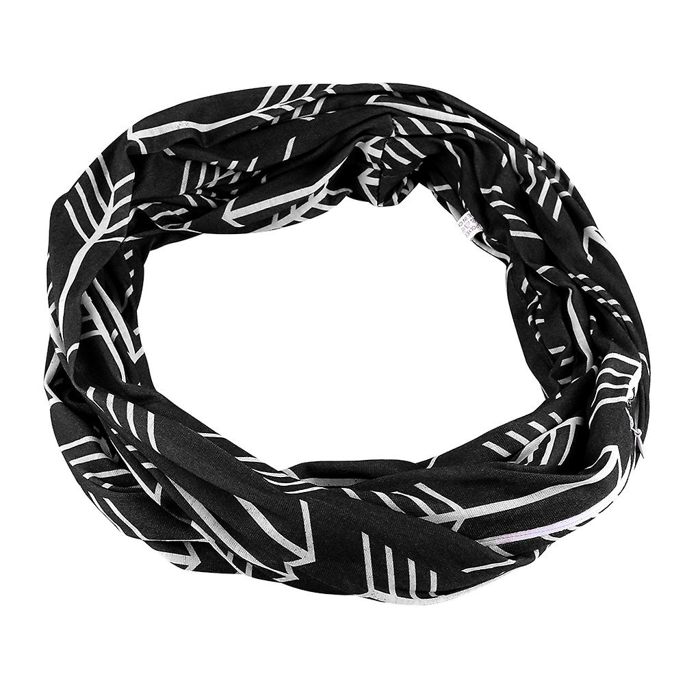 Reusable Loop Scarf Storage Bag with Zipper for Wallet Pocket Passport(Black)