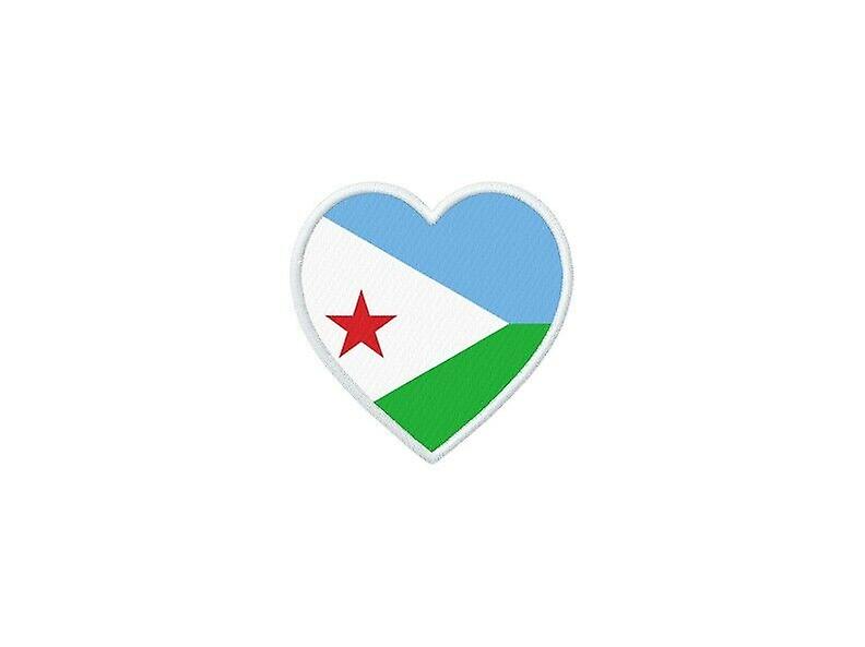 Patch Brodé Drapeau Djibouti - Dimensions 7 X 4,5 Cm, En Polyester, à Coudre, Idéal Sac à Dos, Veste, Collection