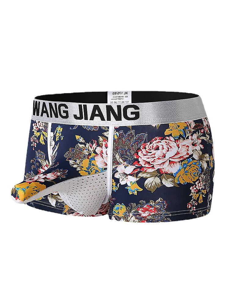 Men's Ice Silk Elephant Trunk Breathable Mid Waist Boxer Briefs - Comfortable Printed Underwear