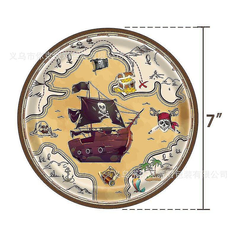 10guests Pirate Theme Tableware Pirate Ship Plate Map Napkin Decor