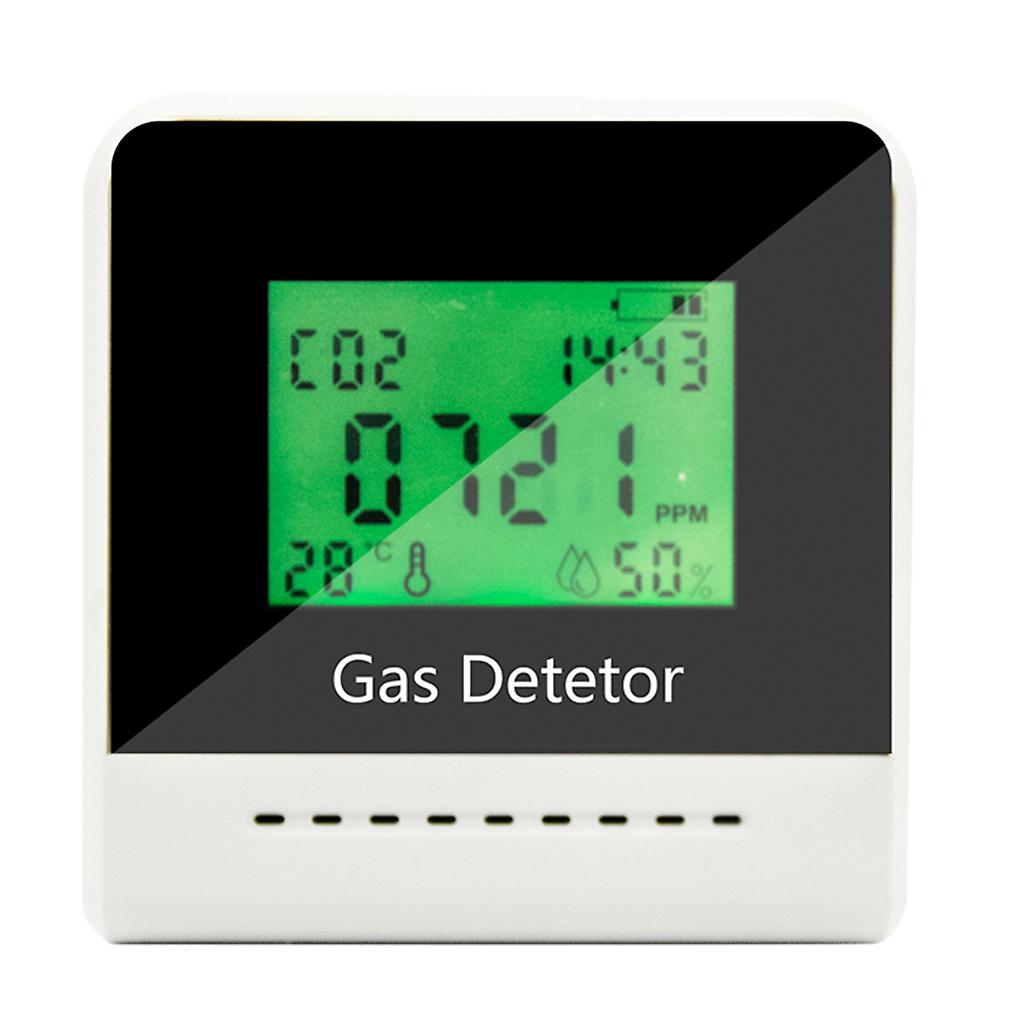 Portable CO2 Meter with Clock USB Rechargeable Indoor Gas Carbon Dioxide Detector Sensor Temperature Humidity Monitor Air Quality Analyzer