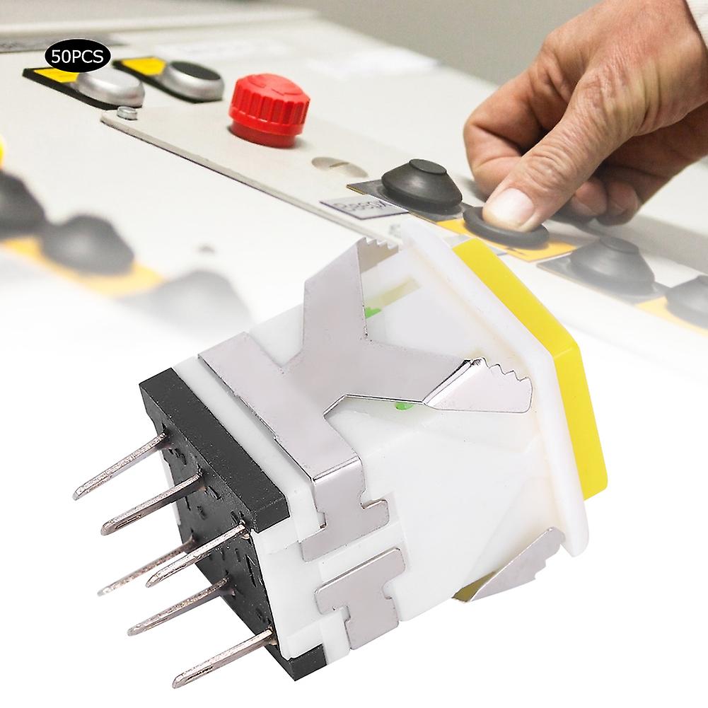 50pcs 6 Pins Reset Push Button Switch Precision Stable Reset Switch Button Yellow220V