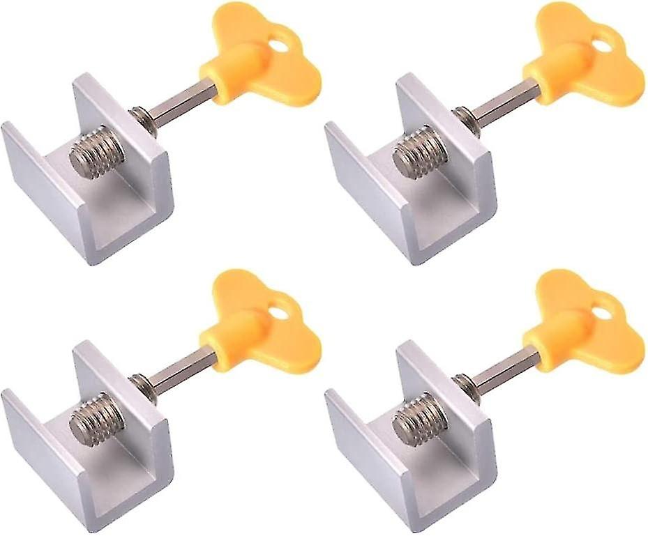 Window Locks, 4 Pack Aluminum Sliding Window Locks, Adjustable Frame Security Lock for Sliding Door