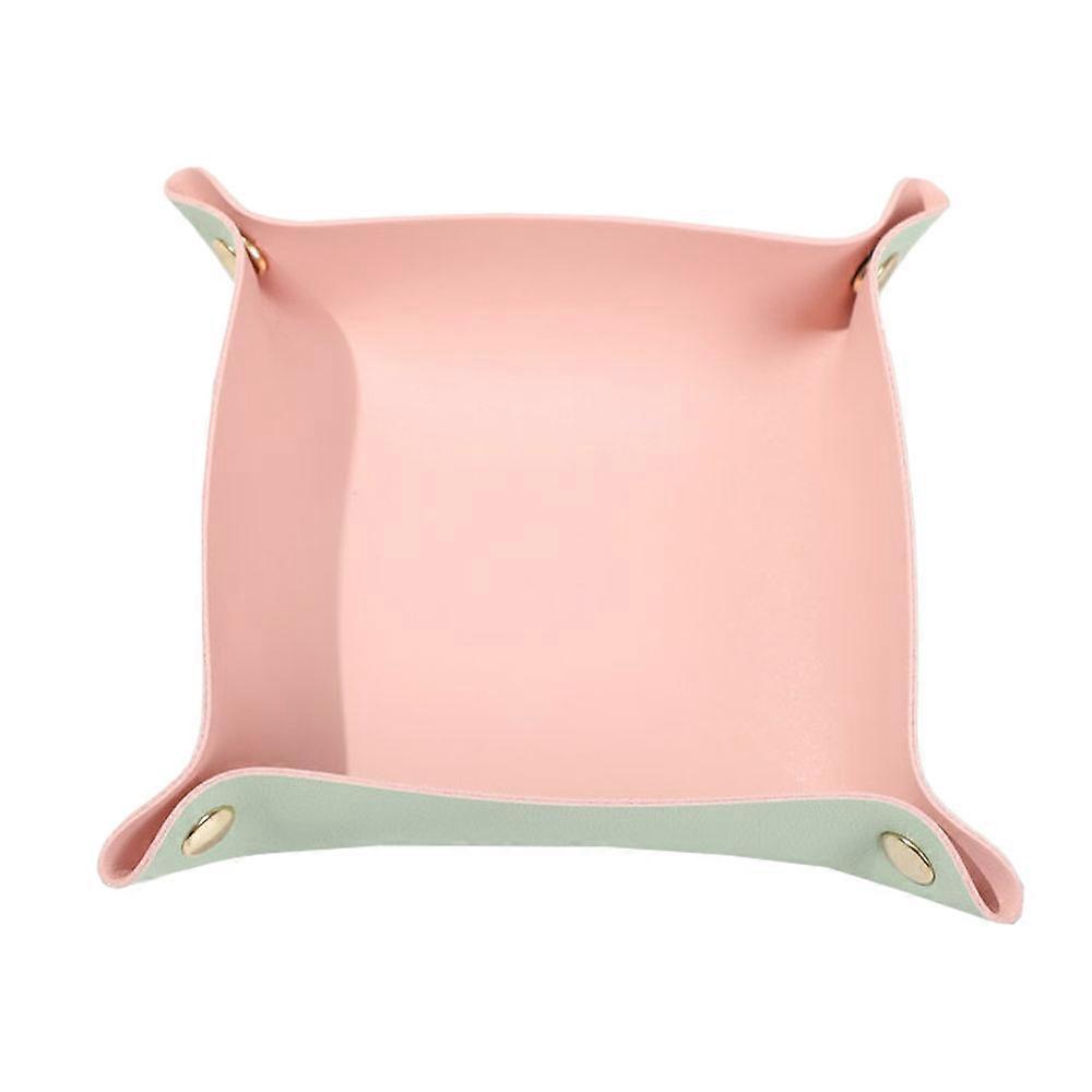 1 st förvaringsbricka i läder - mini rosa