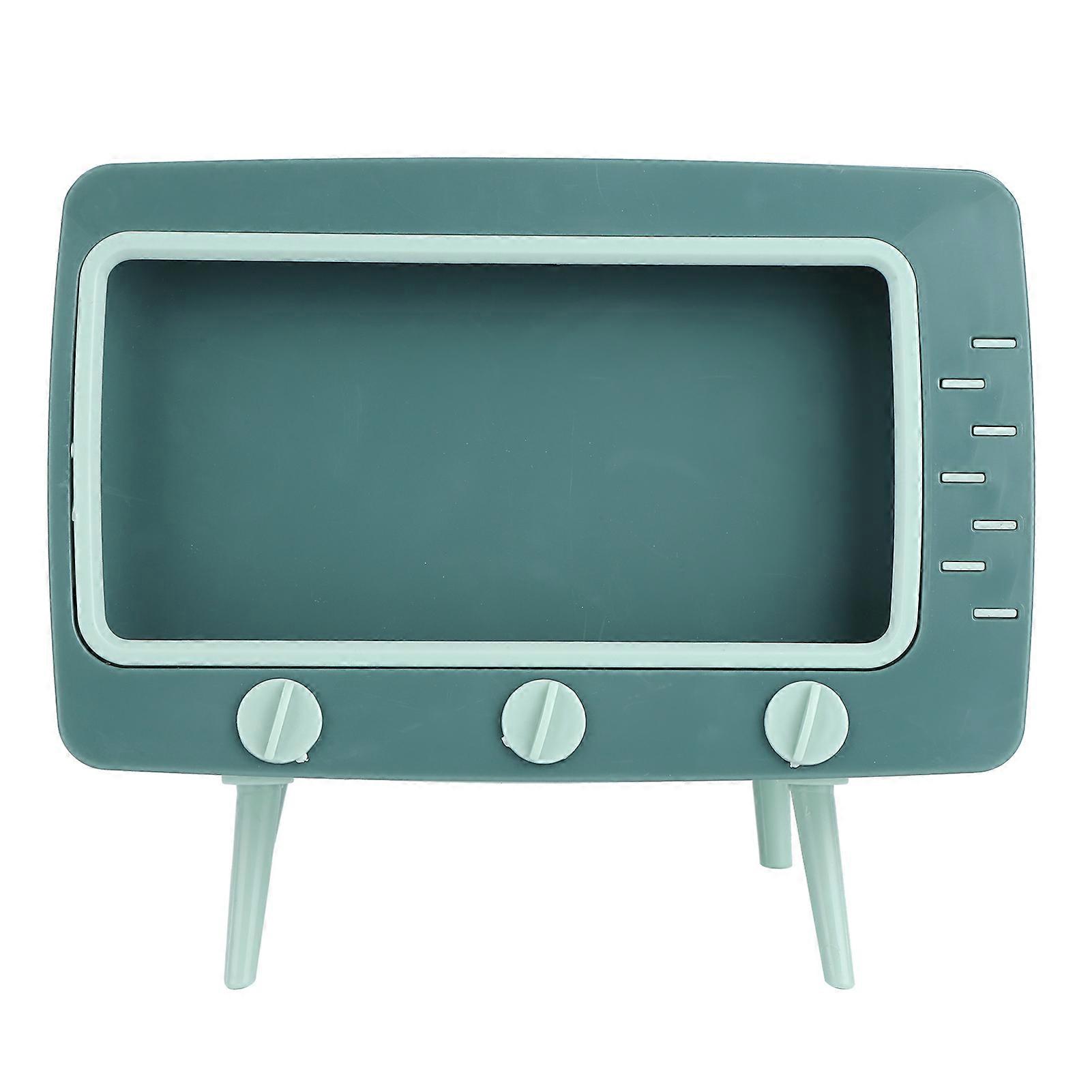 Retro Tissue Box Dispenser Desktop Paper Storage Holding Tv Shape With Mobile Phone Holder