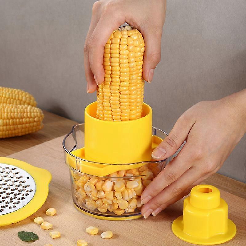 Corn PeelerCob Corn Stripper , Corn Stripping Tool Corn Cutter & Remover with Built-In Measuring Cup Grater, Corn Kernel Remover Ginger Grater