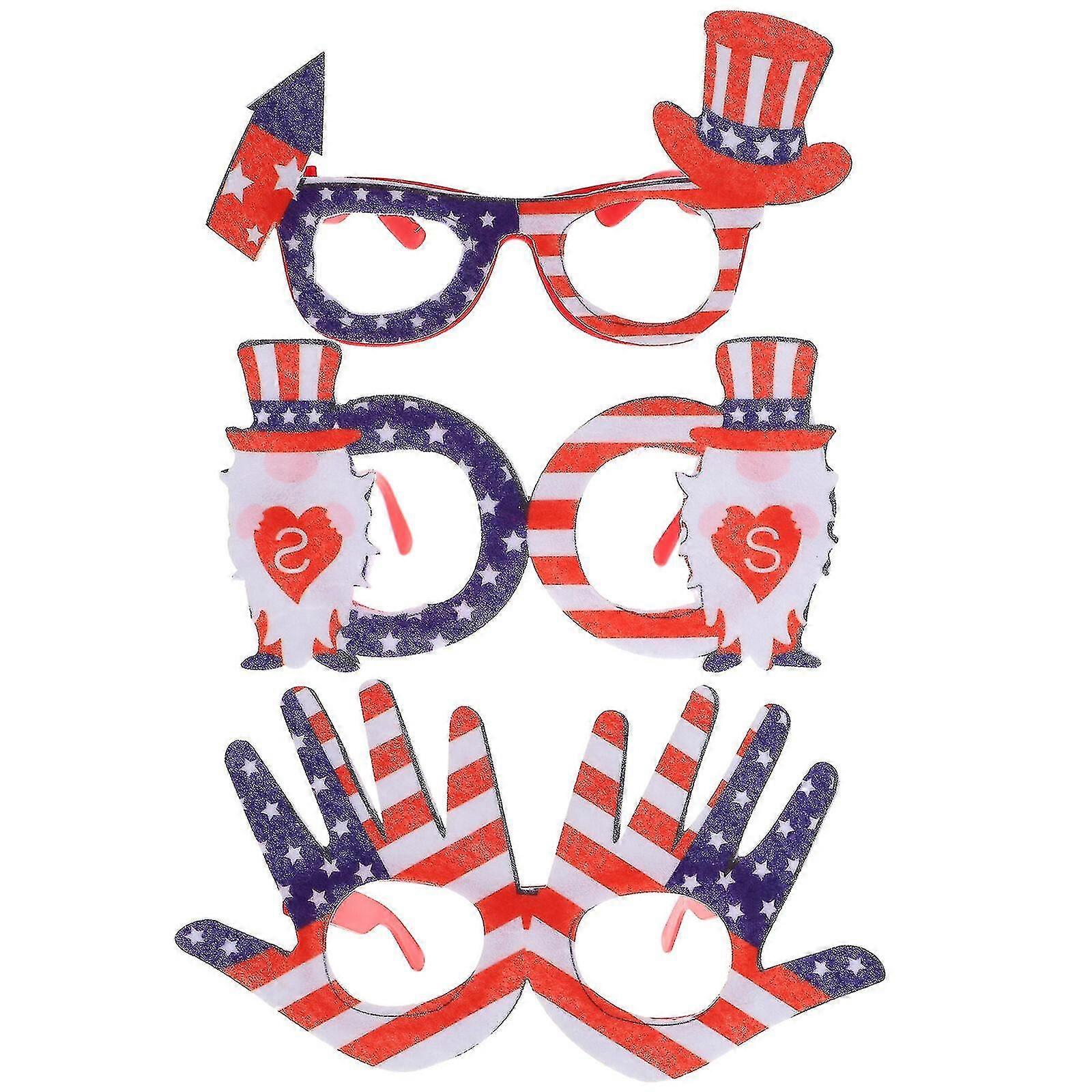 3 Pcs Eyeglasses Frames Glasses Frame Props Independence Day Glasses Frames