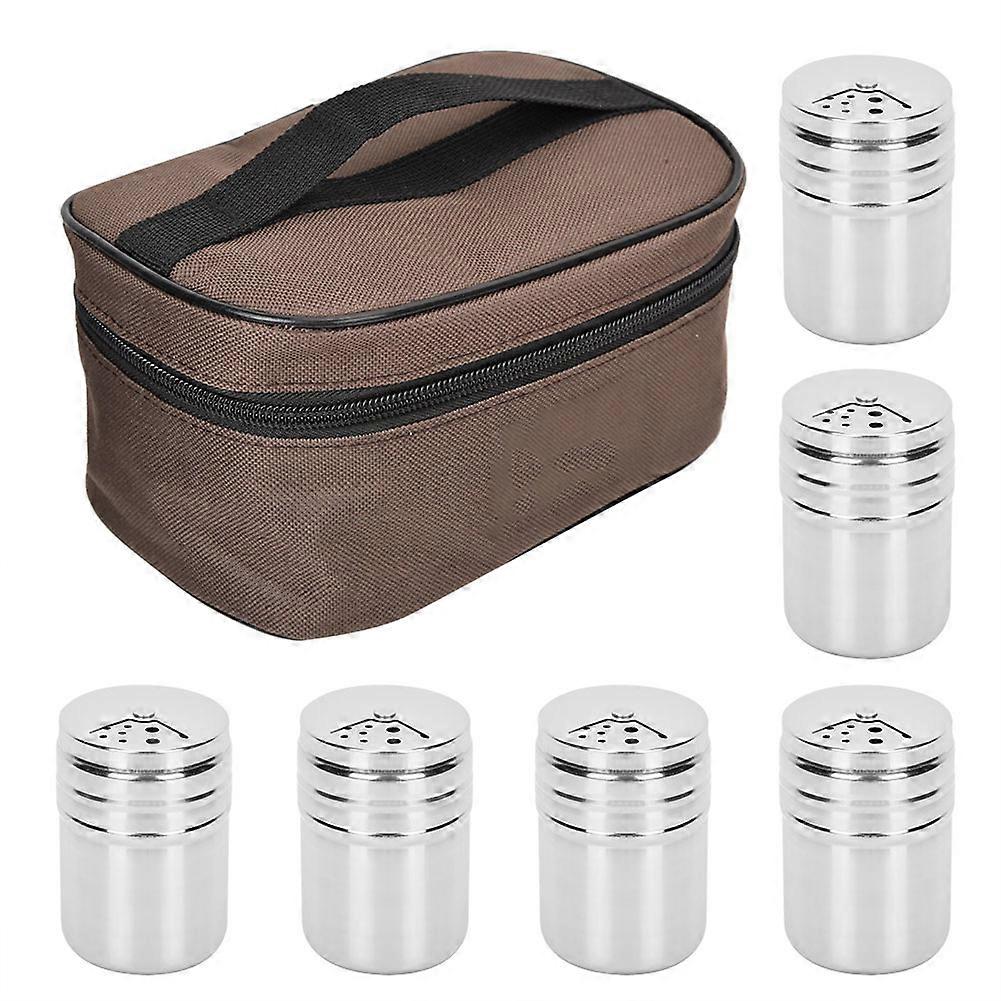 6-Piece Stainless Steel Seasoning Jars With Storage Bag – Portable Spice Containers For Kitchen, Camping & BBQ