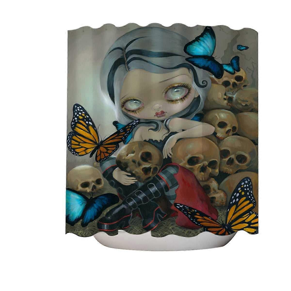 Goth Fairy Butterflies and Bones Shower Curtain