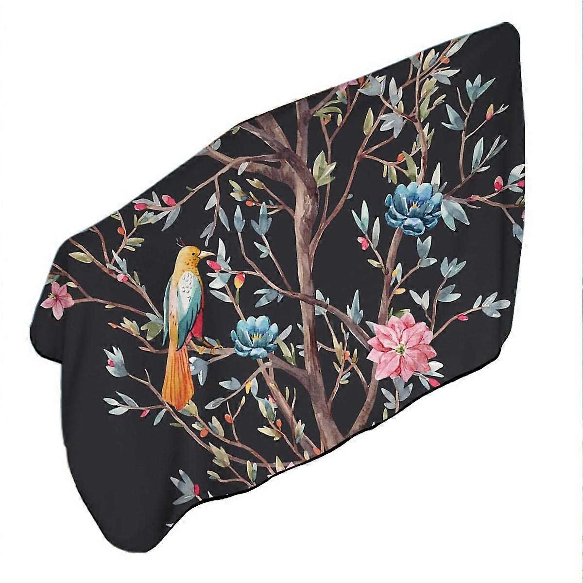 Art Painting Flowering Bird Tree Microfiber Beach Towel