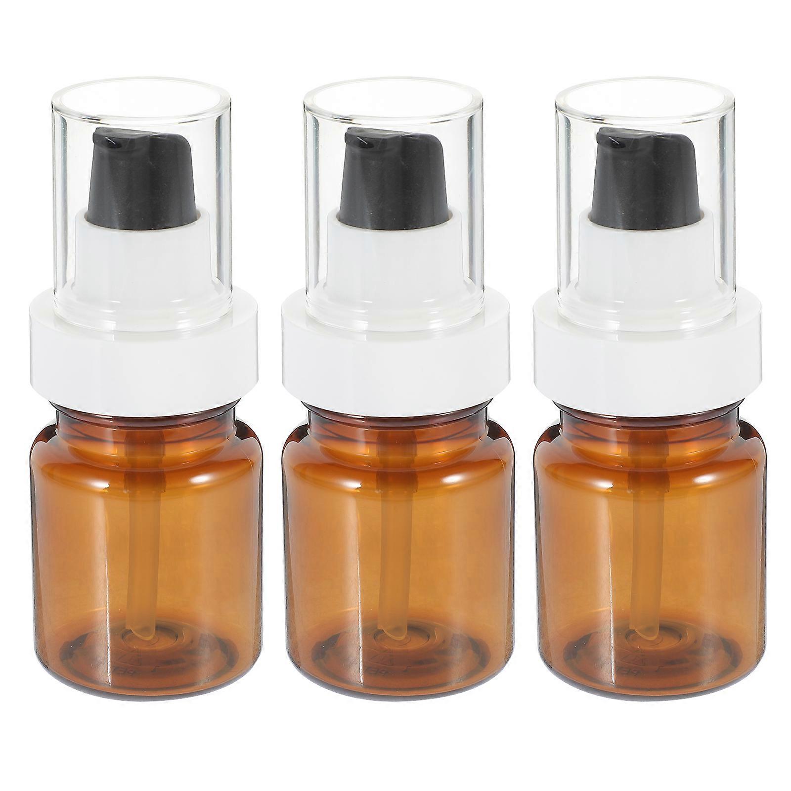 3Pcs 60ml Empty Pump Bottles Essential Oil Bottle Empty Bottles Cosmetic Bottle Portable Pump Bottle (Brown)