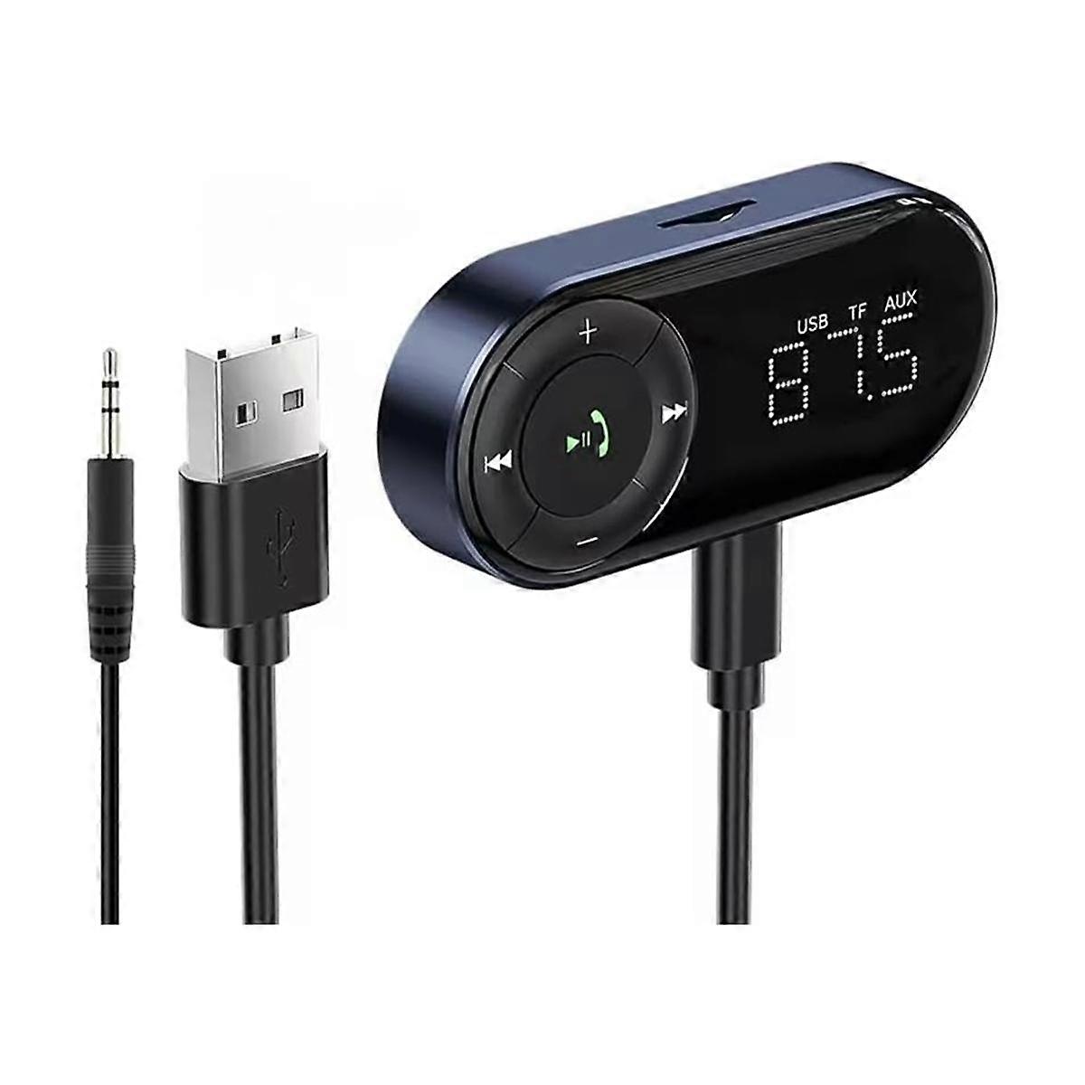 Bluetooth 5.2 FM Transmitter Receiver for Car,Bass Stereo HiFi Sound Bluetooth Car Adapter Support
