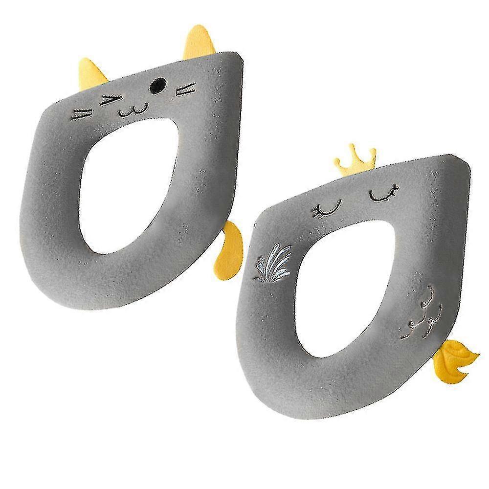 2 قطع غطاء مقعد المرحاض الحمام ، لطيف لينة أكثر سمكا دفئا قابل للغسل القماش المرحاض مقعد غطاء منصات مع الفيلكرو