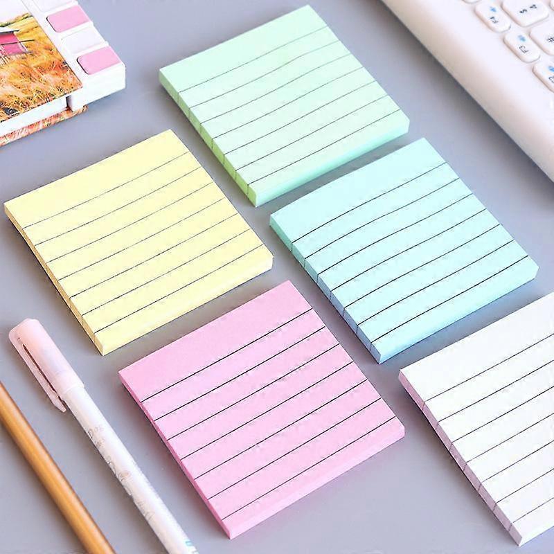 QQDD Lined Sticky Notes with Lines 3*3 Self-Stick Notes 5 Candy Color 5 Pads, 70 Sheets/Pad