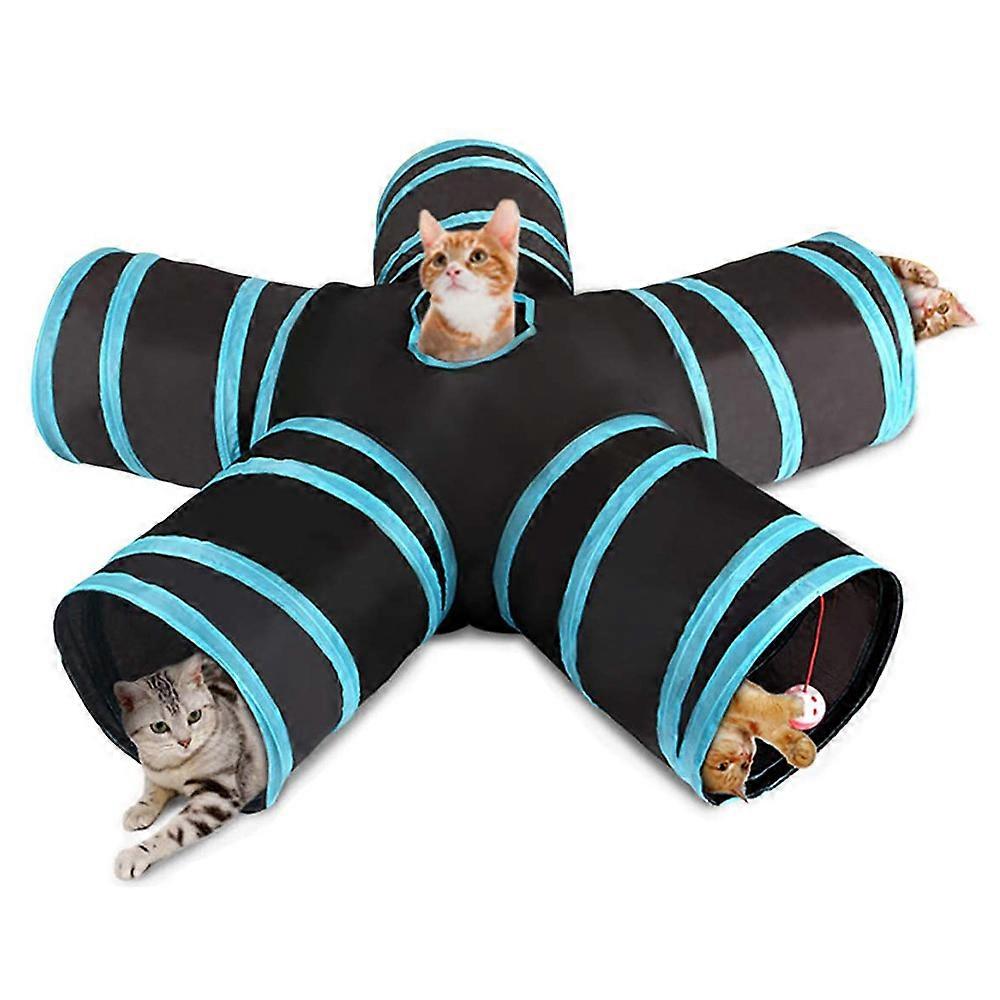Cat Tunnel Toy 5 Way, Collapsible Pet Play Tunnel Tube with Storage Bag for Cats