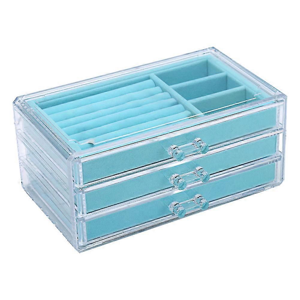 3 Layer Acrylic Ring Earrings Organizer Jewelry Storage Drawer Box Container