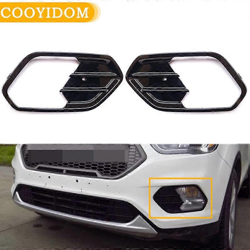 Car Front Bumper Fog Light Grill Chrome Front Fog Light Trim Cover For Ford Escape Kuga 2017-2019 Fog Light Frame cover trim