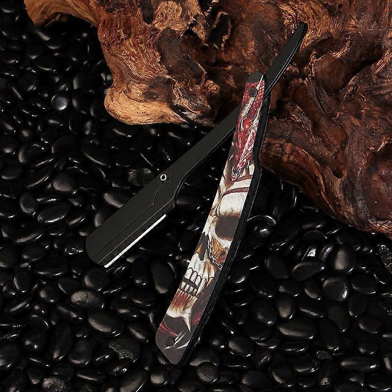Colourful Professional Manual Shaver Straight Edge Stainless Steel Sharp Barber Razor Folding Shaving Beard Cutter Gift 4 Color black and blades Fabr
