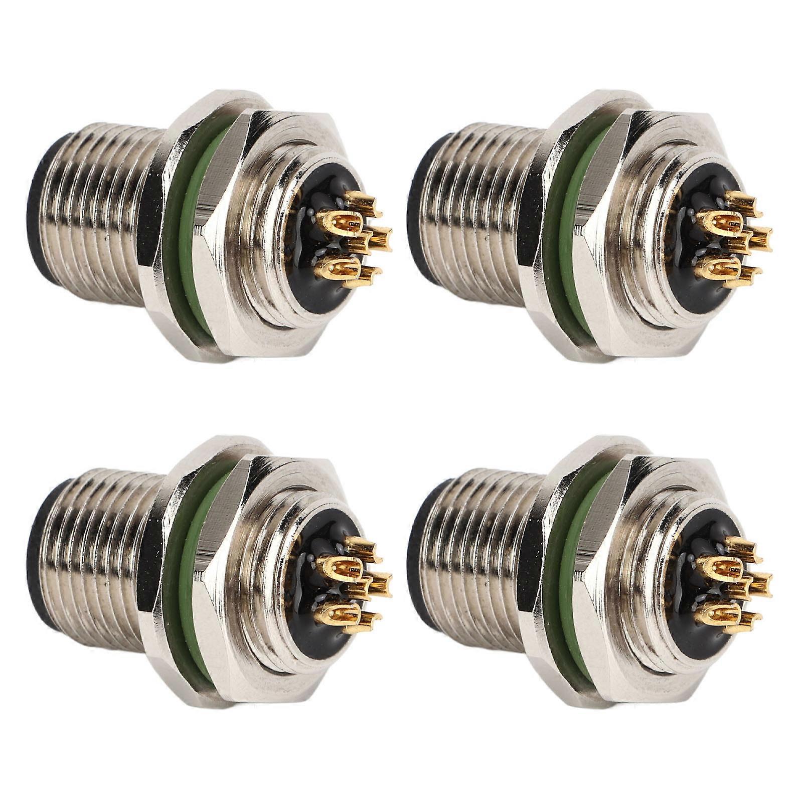 4 Pcs M12 Aviation 6 Core Plug 6 Pins Female Panel Electronic Plug Socket Connector for Sensors Actuators