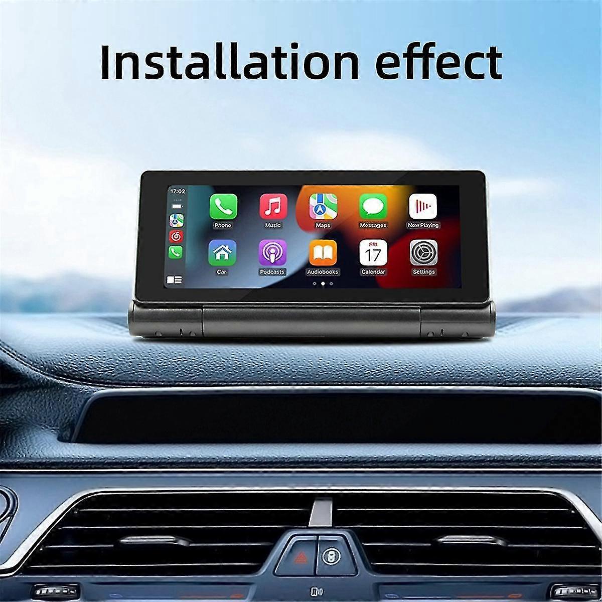 6,86-Zoll-Auto-Tragbar-Einstellbarer 180-Grad-Flip-Screen-Auto-Wireless-CarPlay-Android-Auto-Touch-Na