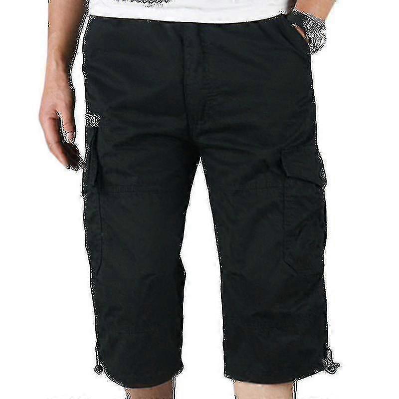 Mens 3/4 Long Length Elasticated Shorts Waist Cargo Combat Three Quarter Pants