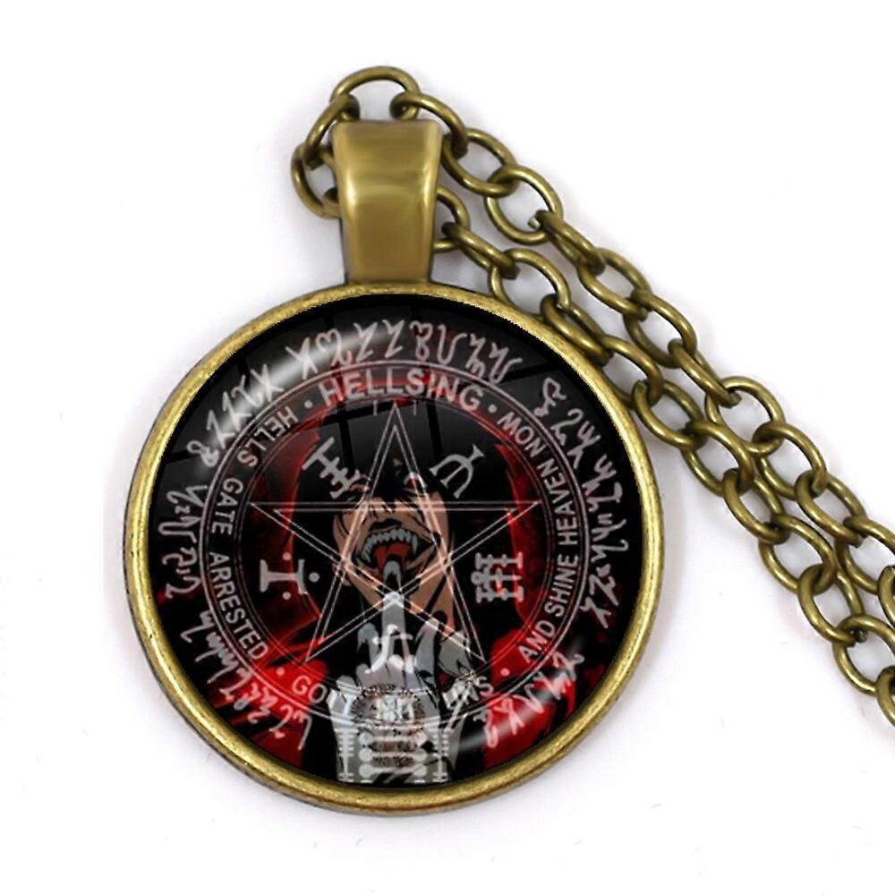 Hellsing Alucard Πεντάγραμμο Κρεμαστό Κολιέ 25mm Γυαλί Cabochon Πεντάγραμμο Δήλωση Κρεμαστό Κόσμημα Για τις Γυναίκες Κορίτσια Δώρο