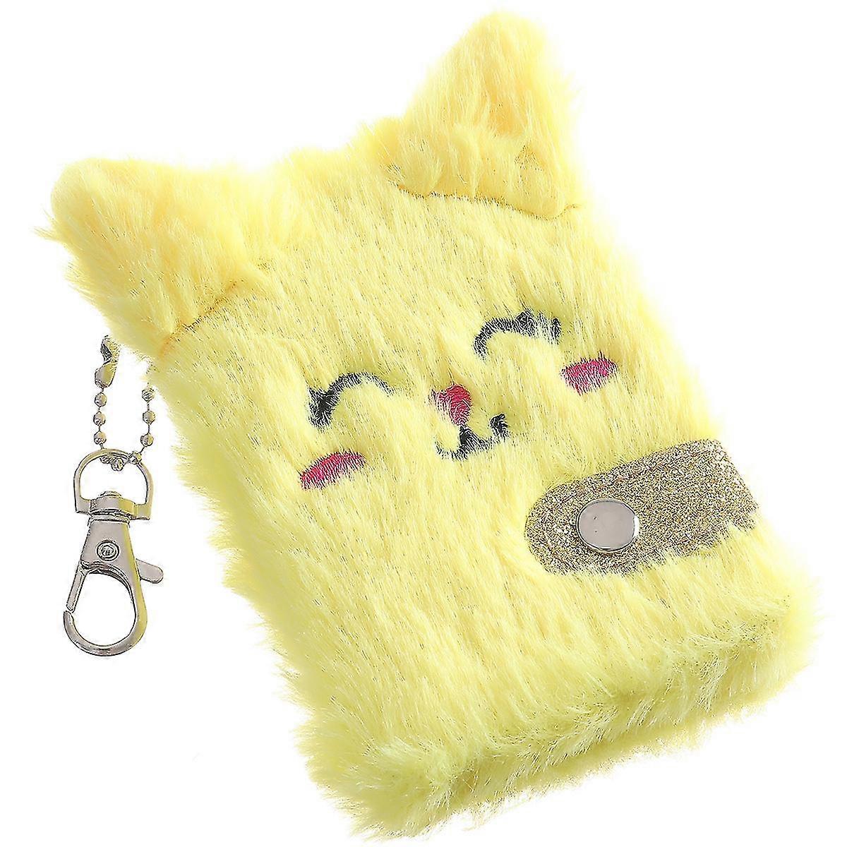 Cartoon plush notebook, cat children's notebook, girl writing and drawing notebook, yellow