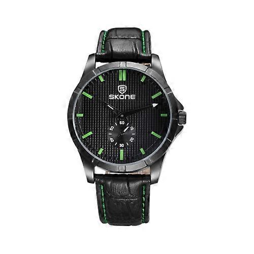 SKONE 3830 Round Dial 3D Grain Face with Small Second Dial Fashion Men Quartz Watch with PU Leather Band