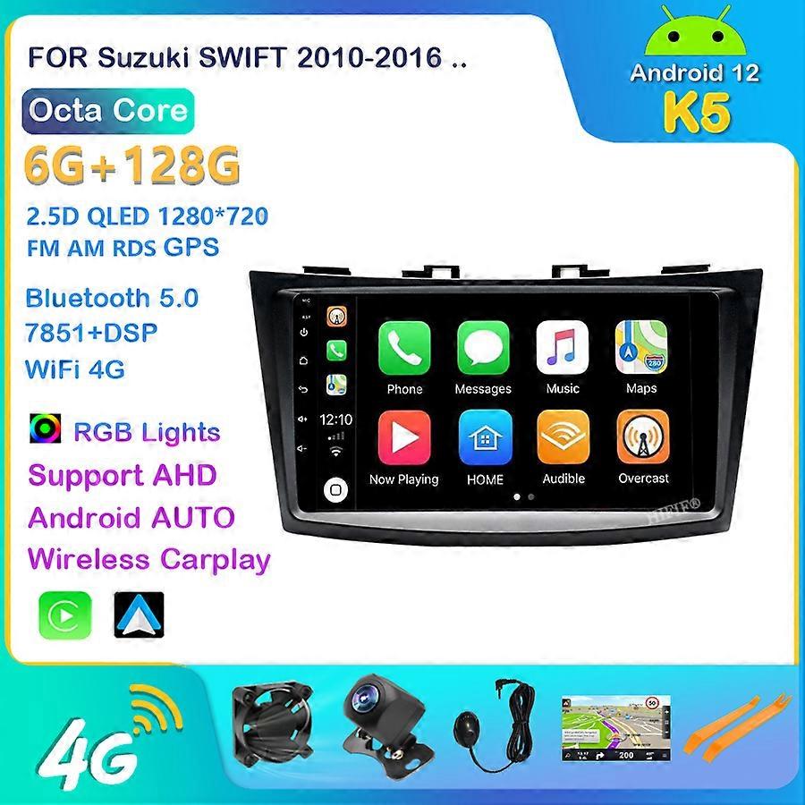 Android 12 Car Radio Player For Suzuki Swift 2010 - 2016 Navigation GPS WIFI Carplay Stereo Auto 8G 128G 9inch No DVD 2DIN