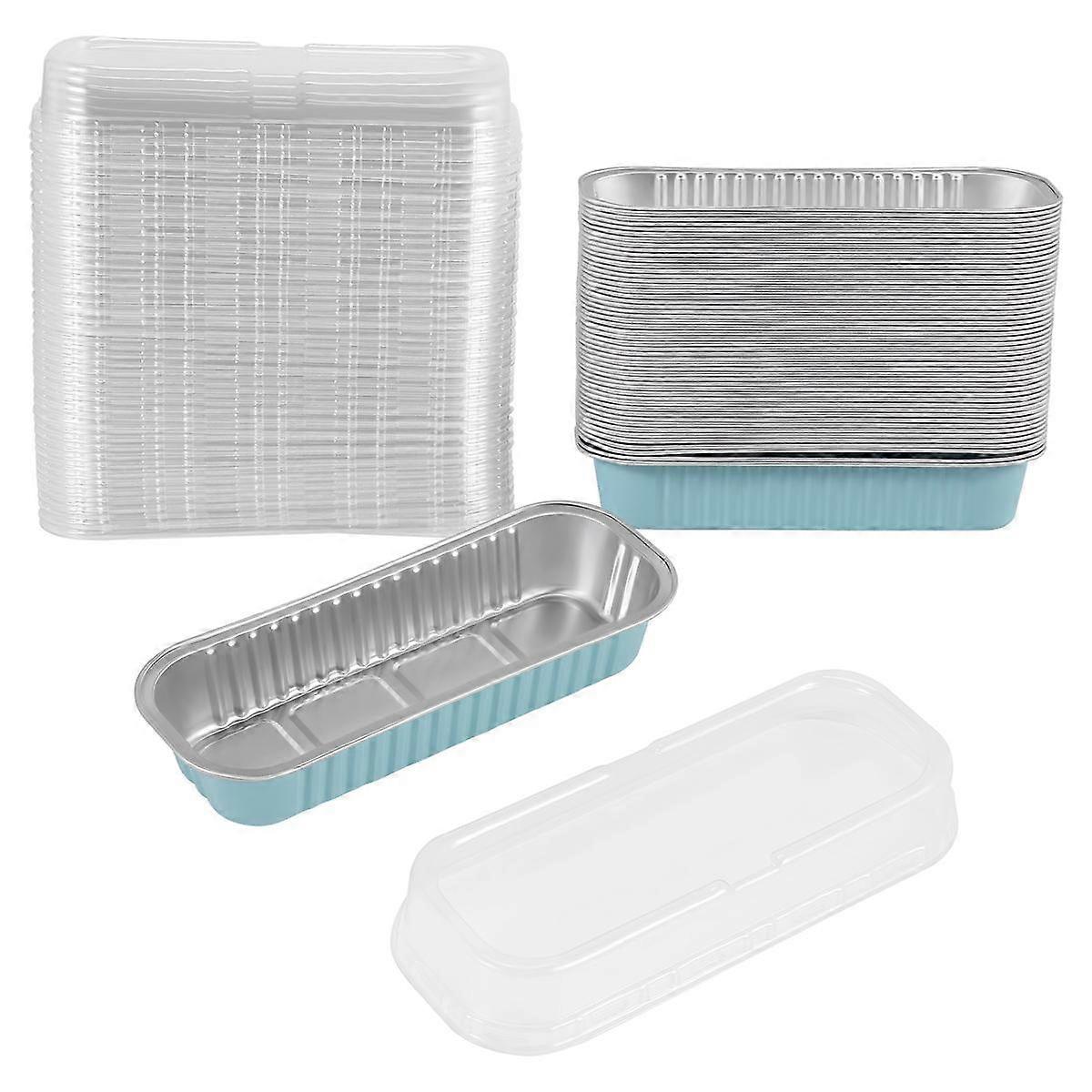 Aluminum Foil Bread Frying Pan,50Pcs Disposable Mini Bread Pan with Lid,Small Bread Tin,Baking Cup
