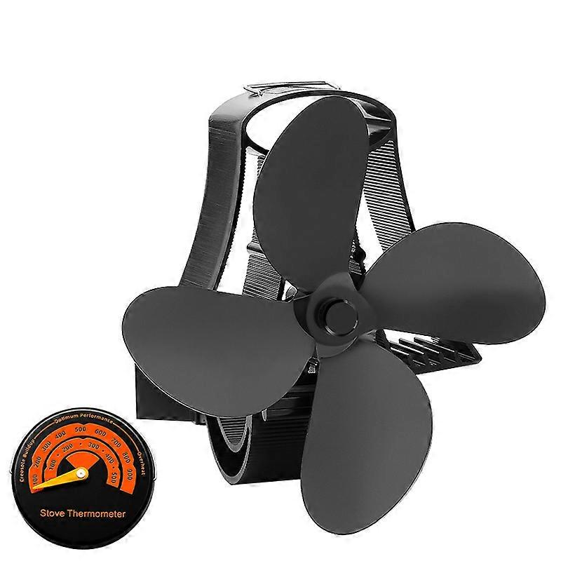 Redkid Magnetic Wall Mounted Fireplace Fan 4 Blades Heat Powered Stove Fan Log Wood Burner Eco Fan H