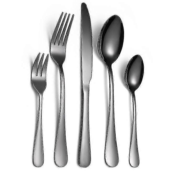 Service de table 5 pièces, couverts en acier inoxydable poli miroir