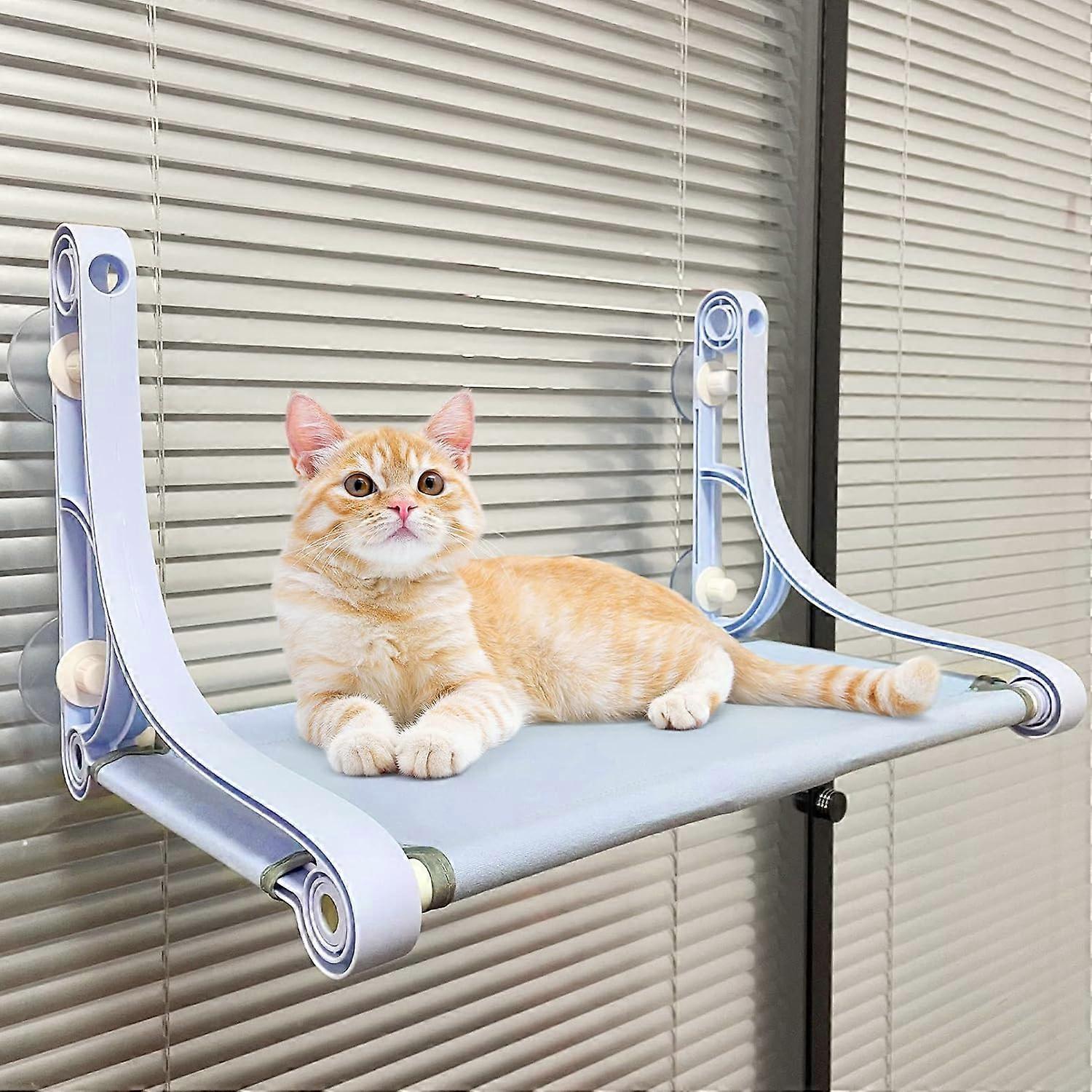Cat Window Perch, Cats Hammocks Seat for Indoor Cats with 2 Installation Styles Kitten Bed with Reinforced Screw Suction Cups & Shelves Space Saving W