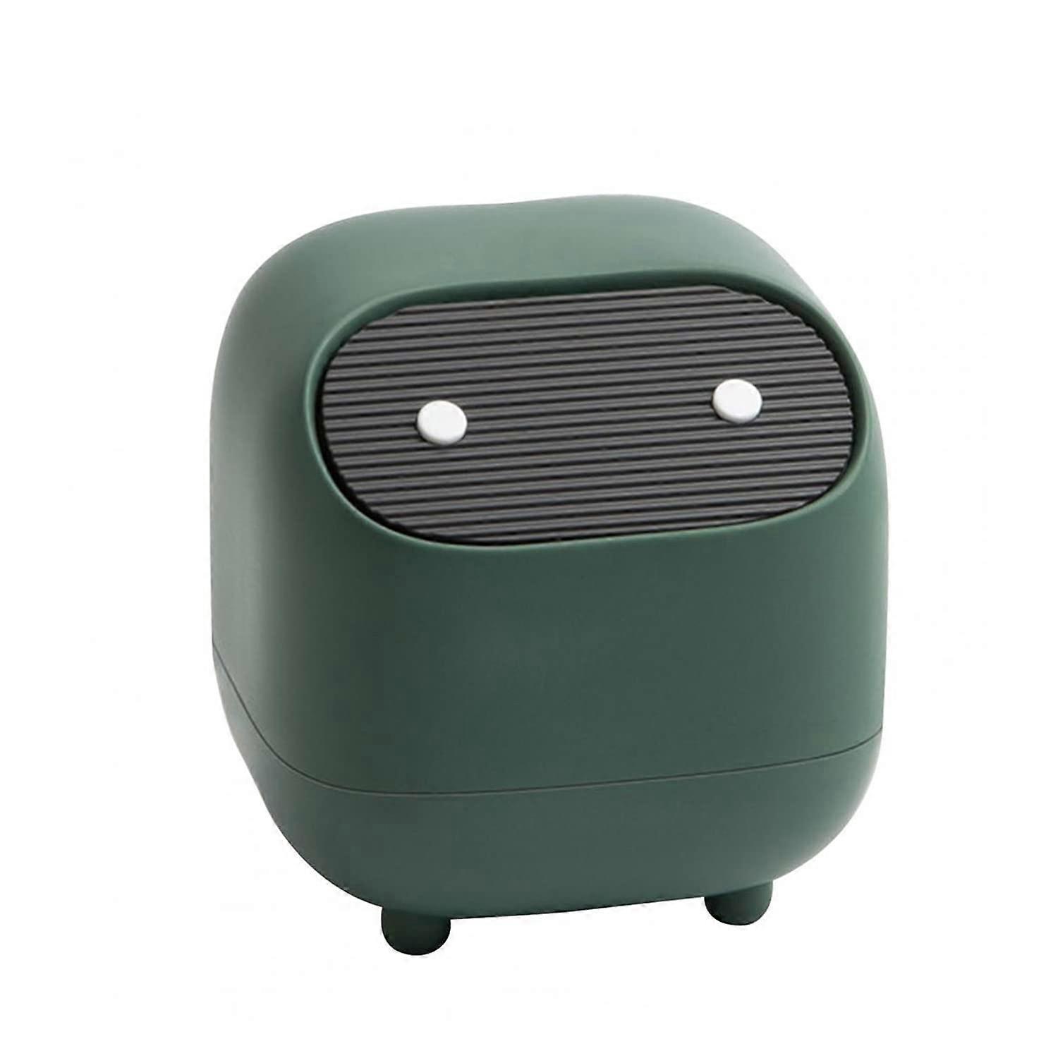 Cute Ninja Desktop Trash Can With Lid(Green)