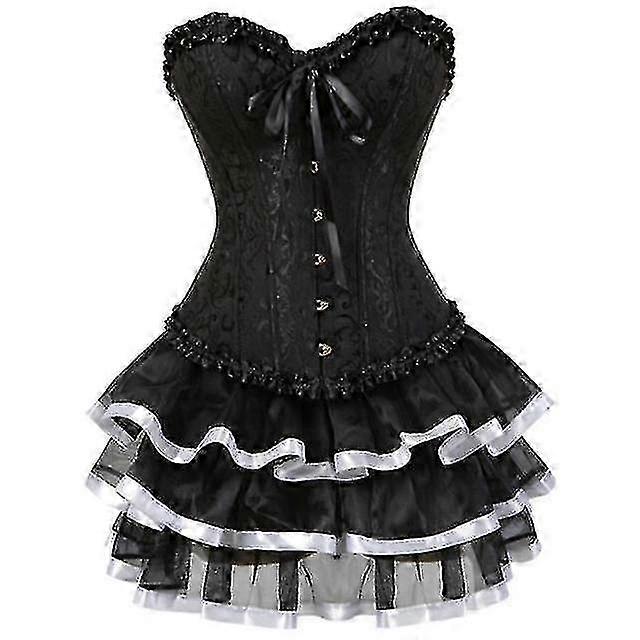 Szexi fűző ruhák a nők számára Plus Size Jelmez Overbust burleszk fűző és mini szoknya szett Tutu Corselet