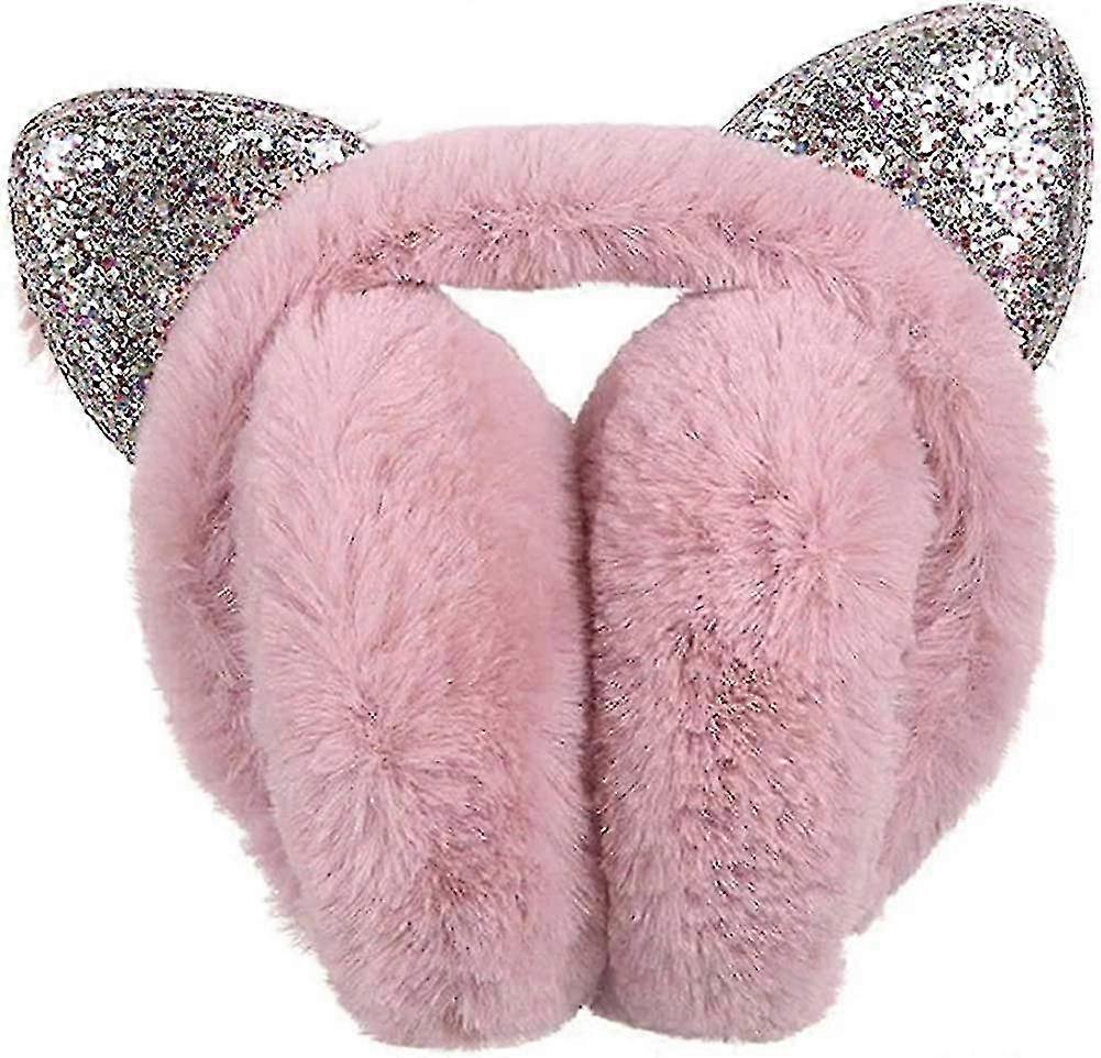 Foldable Earmuffs With Sequins. For Ladies And Girls. Adjustable Foldable Cat H